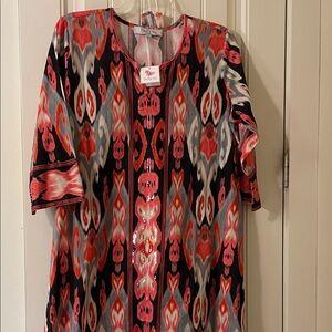 Bella Tu Caftan/Maxi Dress - Red, pink and navy